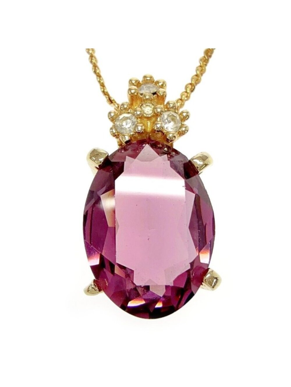 Dior Rhinestone Color Stone Necklace Gold Purple